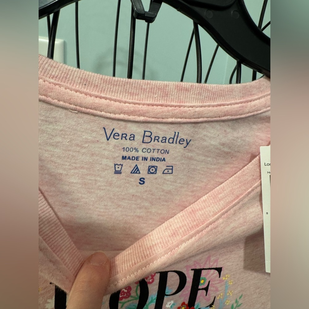 Vera Bradley Pink “Hope Grows Here” long sleeve t shirt Women’s Small S Flowers - Picture 4 of 10